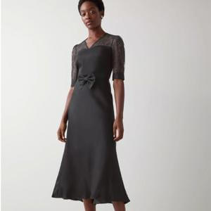 L.K. Bennett Madalena Lace Black Belted Dress